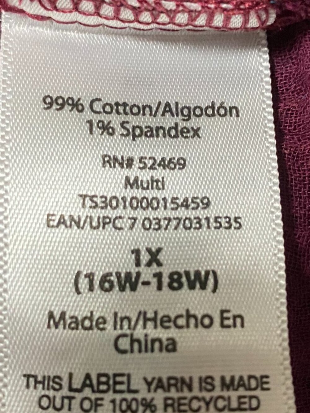 FEMININE & COLORFUL, Terra & Sky, short sleeve, burgundy plaid blouse, size 1X - Picture 8 of 9